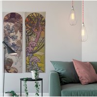 Jugendstil Gobelin - Grün Und Orange Doppelt Boho Wandbehang -Boho Mucha von DesignBohemian