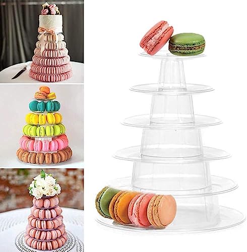 Macaron Tower Präsentationsständer, durchsichtig, rund, Macaron-Turm, Macaron-Präsentationsregal und Kunststoff-Kuchen-Dessert-Ständer für Weihnachten, Hochzeit, Geburtstag, Party-Dekoration (6 von DesignBox