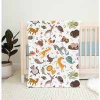 Abc Safari Tiere Decke, Waldtiere Babyzimmer, Hase Fuchs Eule Kinderzimmer, Abc Babydecke, Whimsical Alphabet von DesignByMaya