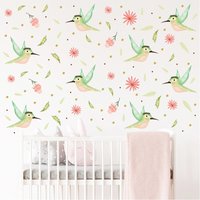 Baby Mädchen Vögel Kinderzimmer Aufkleber, Aquarell Florale Sticker Aufkleber Hirsch Wand Dekor Kinder Klammern Wandbilder von DesignByMaya