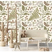 Farn Wanddekor Boho Chic Vintage Floral Blätter Tapete Kinderzimmer Dekor Wand Baby Shabby von DesignByMaya