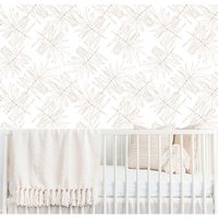 Goldene Blätter Tapete, Safari Kinderzimmer Boho-stil, Wunderliche Tapete Bauernhaus Babyzimmer Dekor Wandbild Cling Baby von DesignByMaya