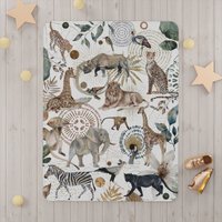 Safari Tiere Zoodecke, Minky Decke Sherpa Fleece Dschungel Bettwäsche Personalisiert Giraffe Affe Elefant Kinderbettwäsche von DesignByMaya