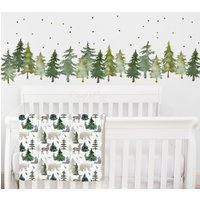 Tannenbaum Babydecke, Wald Kinderzimmer Bettwäsche Grün Walddecke Minky Sherpa Fleece Nacht Baby Geschenk von DesignByMaya