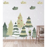 Tannenbaum Deko, Aufkleber, Wald Thema Kinderzimmer Wandaufkleber Stoff Wandbild Tier Aufkleber Tannenbäume von DesignByMaya