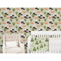 Wald Babydecke, Tannenbäume Minky Decke Sherpa Fleece Dschungel Krippe Bettwäsche Personalisiert Winter Bäume, Weihnachten Kinderzimmer von DesignByMaya