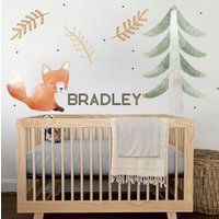 Wald Motiv Kinderzimmer Wandtattoa, Stoff Wandtattoie Wandaufkleber Waldtiere Aufkleber Kiefernbäume Baby Und Kinder Deko von DesignByMaya