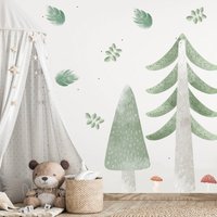 Wald Motiv Kinderzimmer Wandtattoa, Stoff Wandtattoie Wandaufkleber Waldtiere Aufkleber Kiefernbäume Baby Und Kinder Deko von DesignByMaya