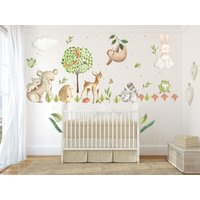 Waldtiere Aufkleber, Kinderzimmeraufkleber, Babyzimmeraufkleber, Baby Waldtiere Aufkleber Fuchs Wanddeko Wandbilder von DesignByMaya