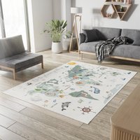 Weltkarte Teppich, Spielteppich, Bedruckter Tiere von DesignByMaya