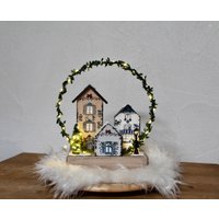 Holzhäuser Handbemalt, Winterliche Beleuchtet, Advent, Weihnachten, Hygge, Led Licht von DesignCollagenwerk