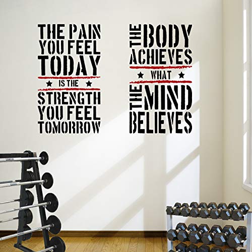 2 Large Home Gym Fitness Motivational Wall Art Decal Sticker Quotes. Perfect for Home or Professional Gyms. von DesignDivil