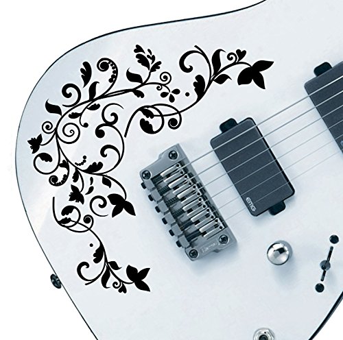 DesignDivil Aufkleber für Gitarren und Bässe mit Vine of Life - Schwarz, Laminiertes Vinyl, Art Nouveau mit Totenköpfen, Indoor, 1 Count von DesignDivil