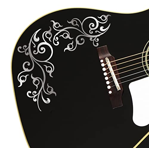DesignDivil Aufkleber für Gitarren und Bässe in Blumenform, personalisierbar, silberfarben von DesignDivil