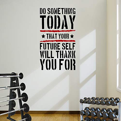 DesignDivil Do Something Today. Gym Gesundheit Wand Aufkleber Zitat 5 Farbe Optionen, Black Text/red Stripes von DesignDivil