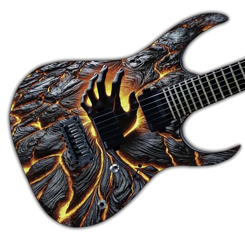 DesignDivil GS229 Vinyl-Aufkleber, Motiv: Gitarre oder Bass "The Lava Hand", Horror-Stil, laminiert, bedruckt von DesignDivil