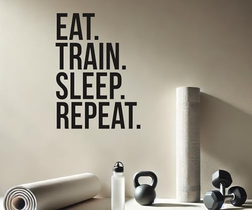 EAT SLEEP TRAIN REPEAT Gym Wand Aufkleber Motivational Quote von DesignDivil