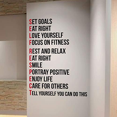Fitness-Wand-Aufkleber Self Respect, motivierendes Zitat in englischer Sprache von DesignDivil