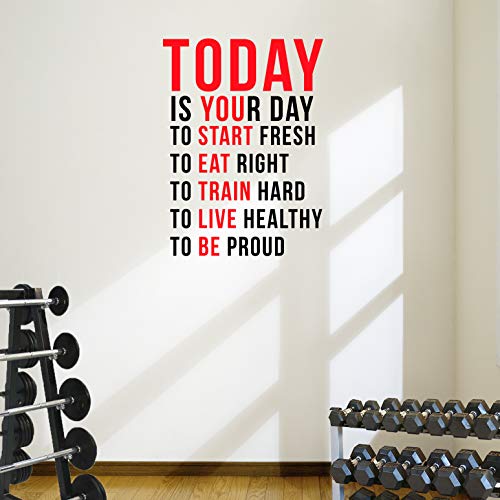 „Today is Your Day to Start Fresh...“ Fitness-Wand-Aufkleber, Selbst-Motivation, mit motivierendem Zitat in englischer Sprache von DesignDivil