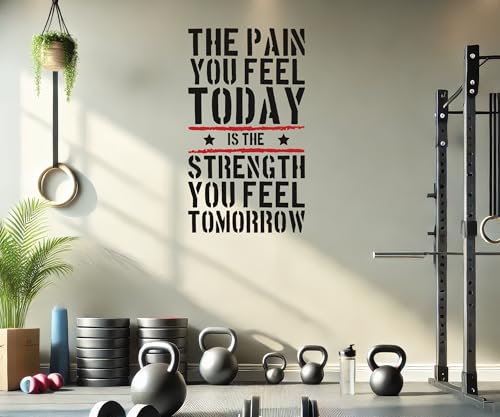 Pain Today Strength Tomorrow Gym Motivational Wall Decal Quote. Large: 57cm/22'' wide by 100cm/39'' high von DesignDivil