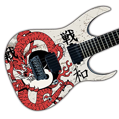 Vinyl-Aufkleber für Gitarre, Bass oder Akustikgitarre, laminiert, Motiv: The Red Dragon GS80 von DesignDivil