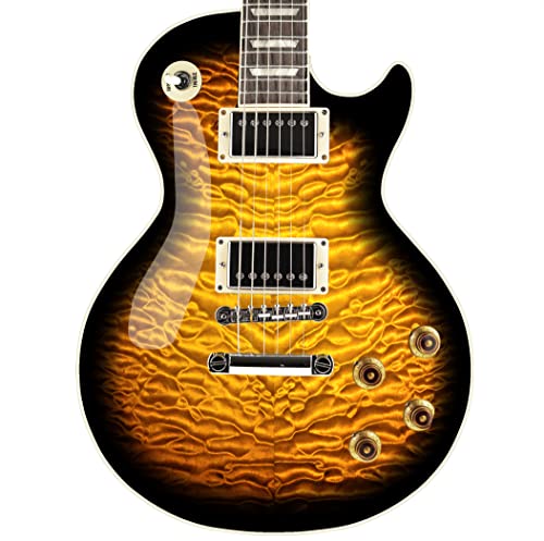 Vinyl-Wickelaufkleber GS113 LP Typ Gitarre, gesteppter Ahorn, Bernstein von DesignDivil