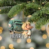 Personalisierte Müllauto Acrylverzierungen Müllwagen Weihnachtsverzierung Riesen Jack Müllwagen, Benutzerdefinierte Name Acrylverzierung von DesignDreamMoon