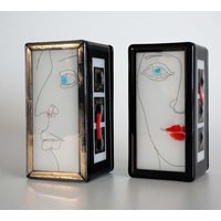 Teelichthalter, Man & Woman, Spectrum Glas, Malerei, Handarbeit, Signiert, Unikate von DesignElena