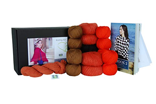 DesignEtte No-s-2719 2XL/3XL O/B Strickset Girl on Fire 100% merzerisierte ägyptische Baumwolle Superkid-Mohair-Seide und Shetland-Woll-Mischung, Größe XXL, XXXL, Orange/Braun, Nr. S-2719 von DesignEtte