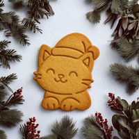 Keksausstecher Katzenfreund Weihnachten | Plätzchen Ausstecher Mit Weihnachtsmütze Backform Geschenkidee von DesignGlueckShop