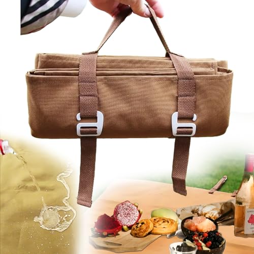 DesignHeim Premium Picknickdecke wasserabweisend 148x200cm waschbare StranddeckeHergestellt aus verschlüsseltem, wasserdichtem Oxford-Gewebe (Karamell) von DesignHeim