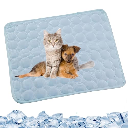 DesignHeim hundematten Kühlmatte Hunde Katzen Matte Selbstkühlende Waschbar rutschfest Atmungsaktiv Waschbares Hundekissen für Sommer (Blau, M) von DesignHeim