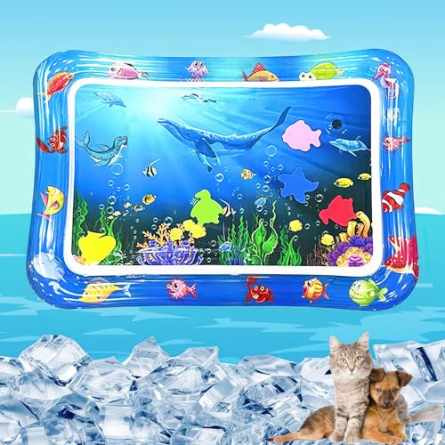 DesignHeim hundematten Kühlmatte Hunde Katzen Matte Wasser Sensor Spielmatte Auslaufsichere Wasserspielmatte Interaktives Katzenspielzeug für drinnen und draußen Schlafkomfort (Robben) von DesignHeim