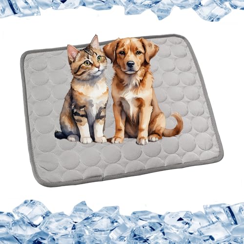Kühlmatte für den Sommer 2025 Kühlmatte Hund Hundekühlmatte für Hunde & Katzen selbstkühlende Matte für Haustiere Sommer Haustier Eis-Pad abriebfest und bissfest natürliche Kühlung (Hellgrau, XS) von DesignHeim