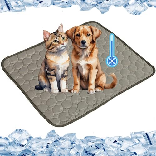Kühlmatte für den Sommer 2025 Kühlmatte Hund Hundekühlmatte für Hunde & Katzen selbstkühlende Matte für Haustiere Sommer Haustier Eis-Pad abriebfest und bissfest natürliche Kühlung (Kaffee, M) von DesignHeim