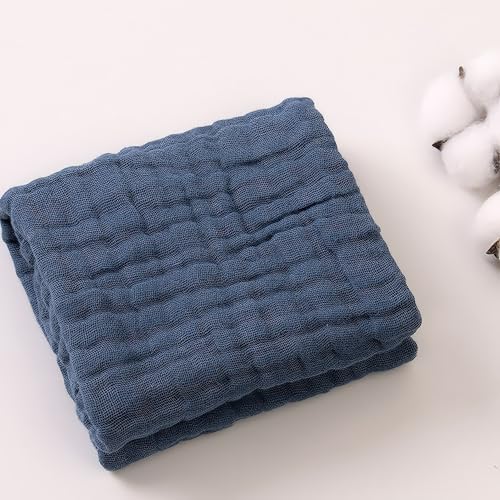 Musselin Decke natürliche Musselin Summer Muslin Blanket Decke Klimadecke leicht sanft für Erwachsene als Kuscheldecke Bett Couchwurf (Dunkelblau, 150 * 200) von DesignHeim