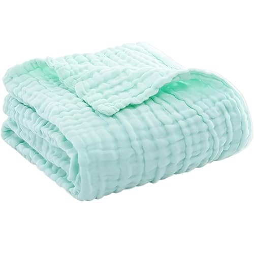 Musselin Decke natürliche Musselin Summer Muslin Blanket Decke Klimadecke leicht sanft für Erwachsene als Kuscheldecke Bett Couchwurf (Grün, 150 * 200) von DesignHeim