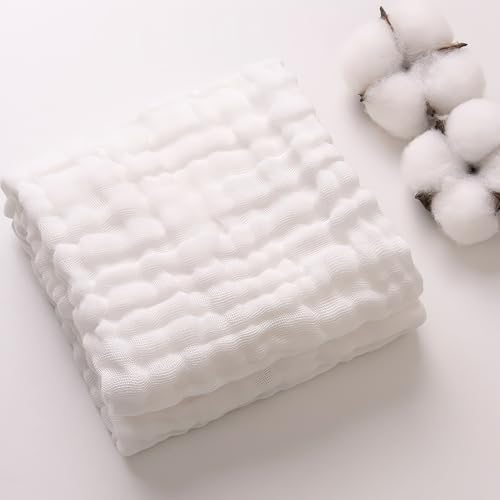 Musselin Decke natürliche Musselin Summer Muslin Blanket Decke Klimadecke leicht sanft für Erwachsene als Kuscheldecke Bett Couchwurf (Weiß, 150 * 200) von DesignHeim