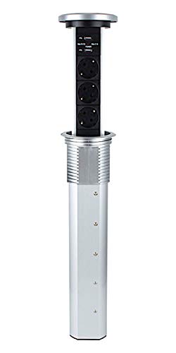 DesignLight LIFTBOX Automatisch - Aluminium - mit USB u. Induktionsladegerät/Steckdosenleiste/Schuko-Verteiler von Design Light