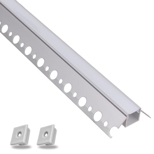 DesignLight Profile aus Gipskarton für LED-Beleuchtung, Stangen 2 m + Abdeckung Dauerlicht (Außenecke) von DesignLight