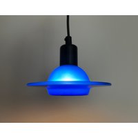2 Ufo Glas-Hängelampen in Blauer Farbe von DesignLightsDenmark