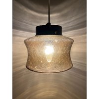 Schöne 60Er Jahre Hängelampe Aus Glas Neue Kordel Und Aufsatz von DesignLightsDenmark