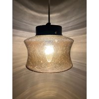 Schöne 60Er Jahre Hängelampe Aus Glas Neue Kordel Und Aufsatz von DesignLightsDenmark