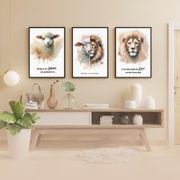 Posterreihe Lamm & Löwe | Christliche Poster Bibelvers von DesignMitGott