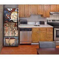 Kühlschrank Wrap Cappuccino, Kaffee Wrap, Cappuccino Aufkleber, Oben Unten Gefrierschrank Haut von DesignStickersStore