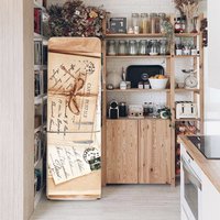 Retro Kühlschrank Wrap Vintage Wraps Vinyl Aufkleber Wandbild Beige Küche Dekor Kühlschrankabdeckung von DesignStickersStore