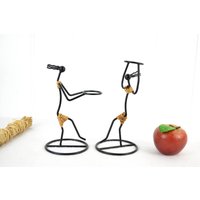 2 Kerzenleuchter Laurids Lonborg String Figur Dansih 60Er Denmark Mid Century Design Skulptur Kerzenständer Drahtfigur Drahtmännchen von DesignVintageShopDE