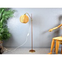 50Er Stehlampe Teak Holz Messing Bodenlampe Lampe Leuchte Vintage Design 60Er Brocante Retro Mid Century Stehleuchte von DesignVintageShopDE