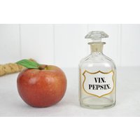 Antike Apothekerflasche 1900 Vin. Pepsin Emaille Glas Flasche Facettiert Geschliffen Apotheke Laborflasche Vintage Deko Chemie Aufbewahrung von DesignVintageShopDE
