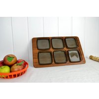 Digsmed Menage Anbietschalen Tablett Denmark 60Er Teak Danish Vintage Mid Century Servieren Bar Kabarett Servierschalen von DesignVintageShopDE